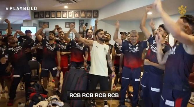 [Watch] Virat Kohli and Co. sing the RCB team song in celebrations after victory against DC