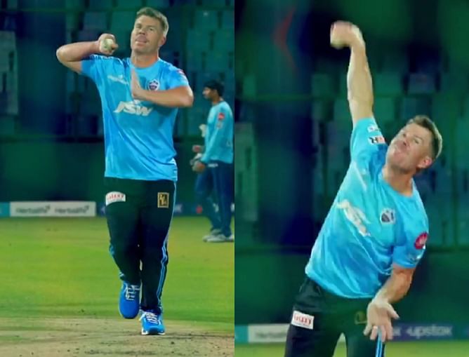 [WATCH] DC captain David Warner shows off his bowling skills in a net session