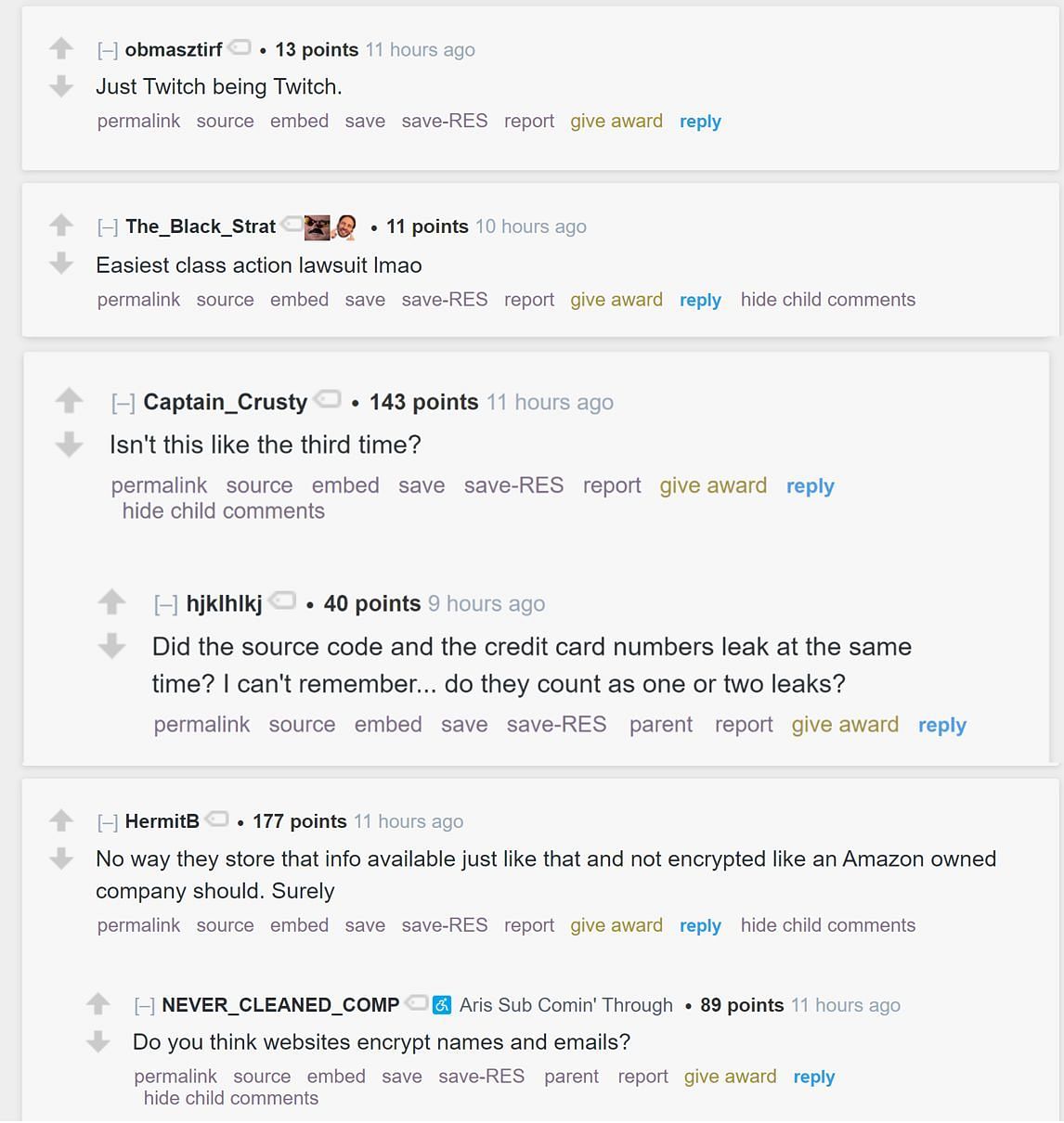 Fans on Reddit discussing the content creator&#039;s claims regarding TwitchCon 2023 (Image via r/LivestreamFail)
