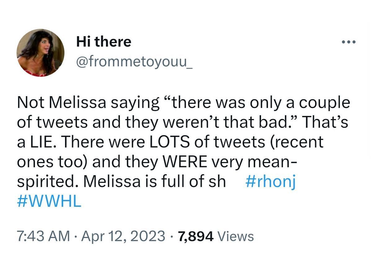 Netizen reacts to Melissa&#039;s response (Image via Twitter/ @frommetoyouu_)