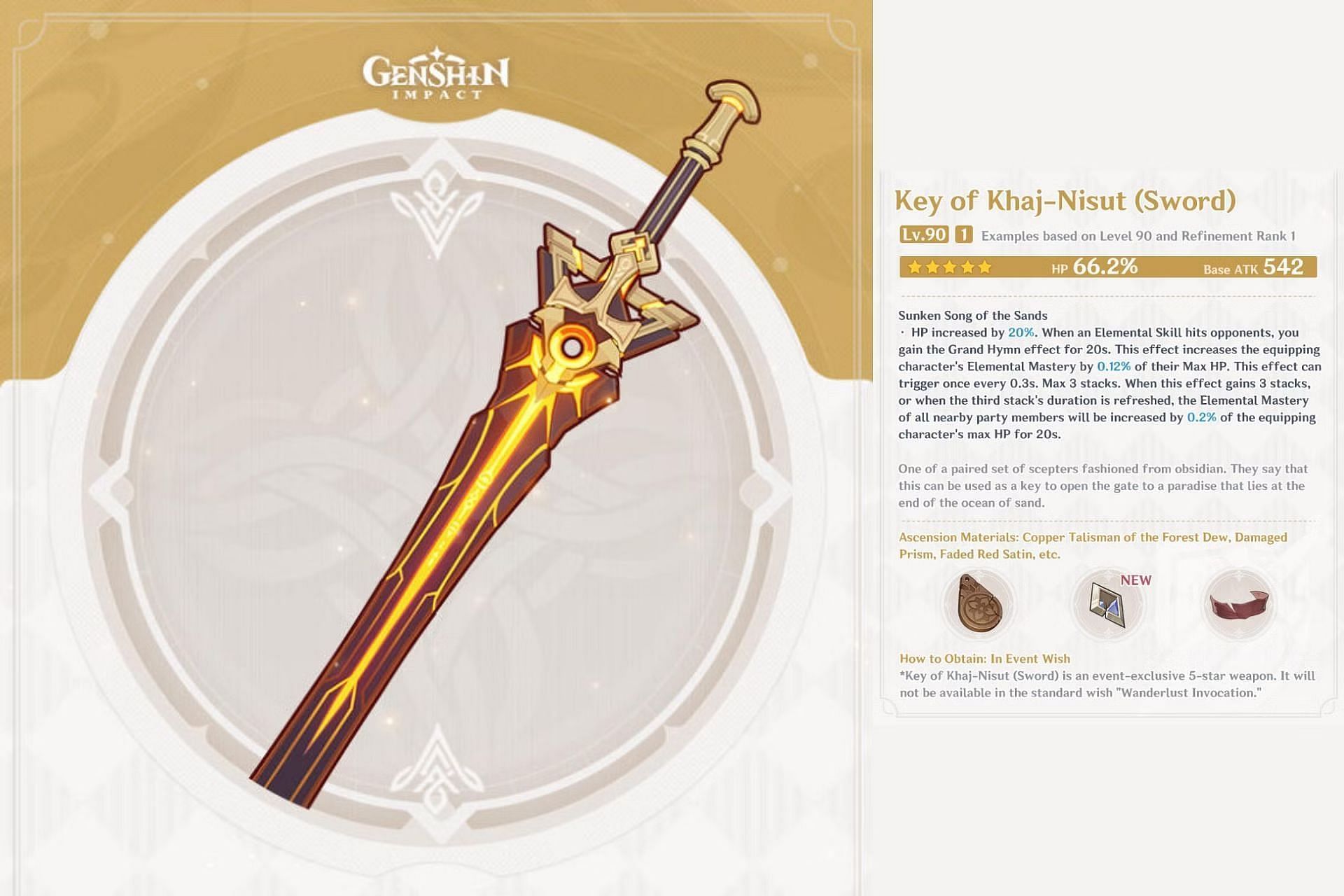 Key of Khaj-Nisut is a 5-star Event Wish weapon (Image via HoYoverse)