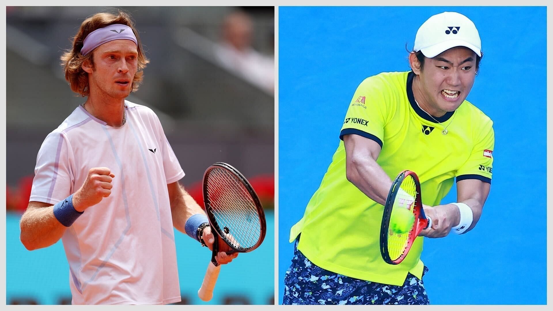Rublev (left) takes on Nishioka for a place in the Madrid third round.
