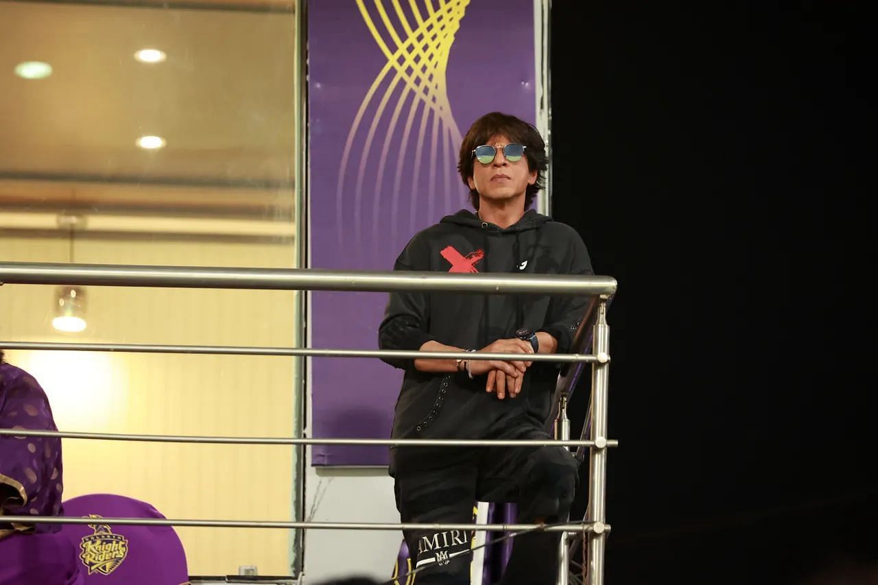 Shah Rukh Khan in the stands watching the proceedings