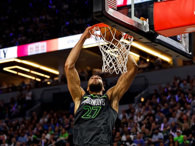 Watch: Rudy Gobert goes behind the back for a smooth finish