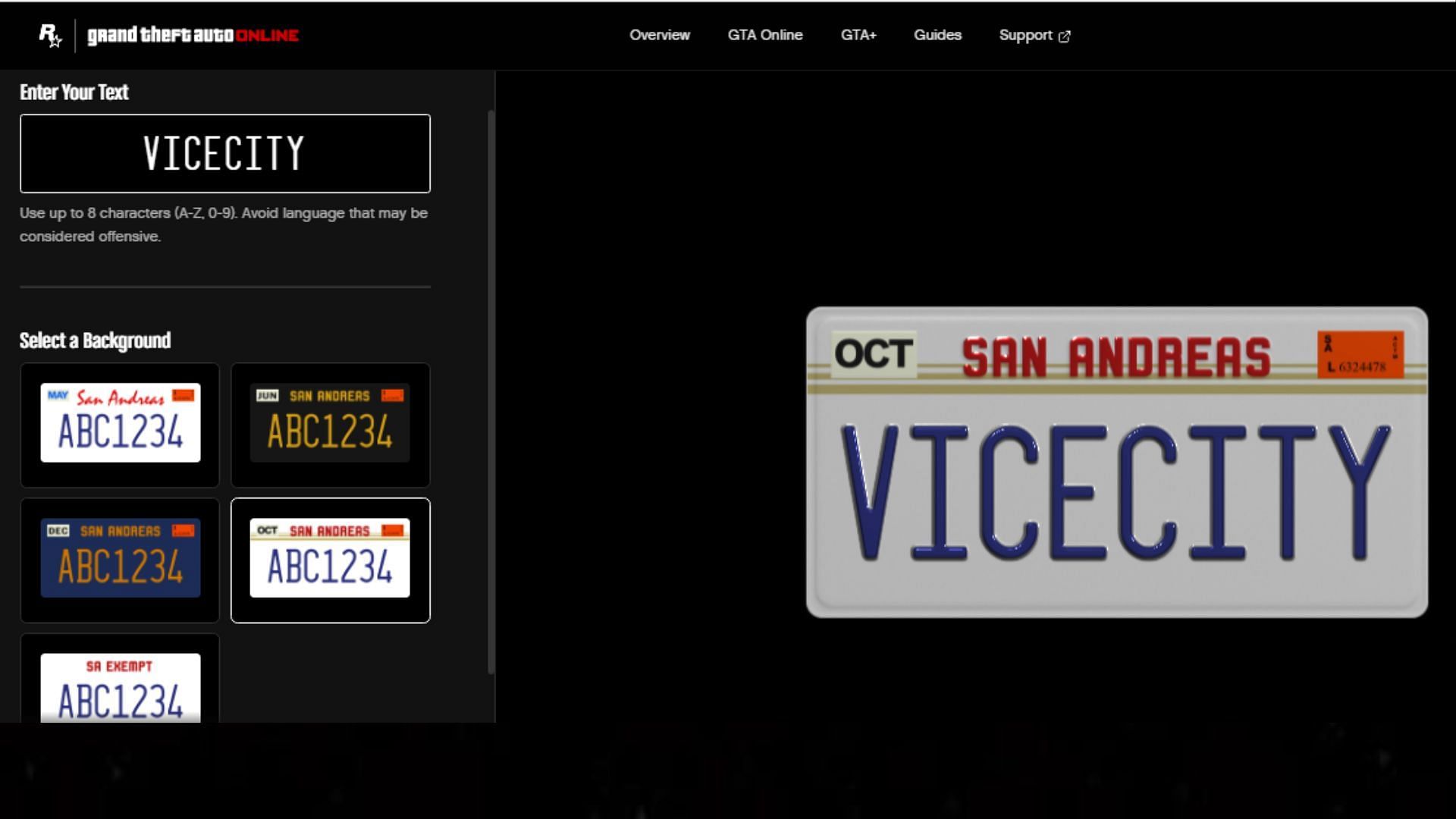 Make new custom license plates for GTA Online cars (Image via Rockstar Games)