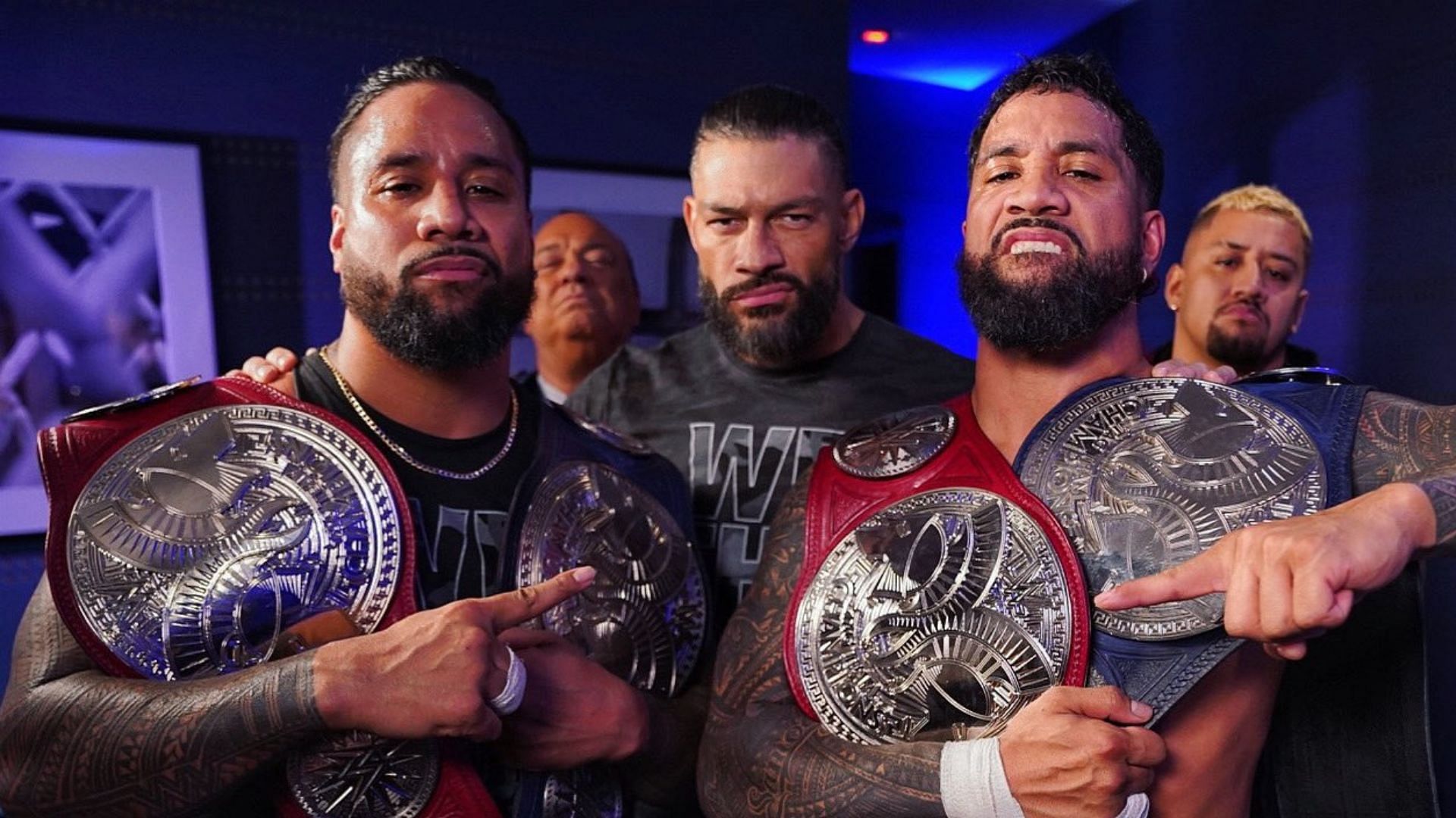 The Bloodline backstage on an episode of SmackDown!