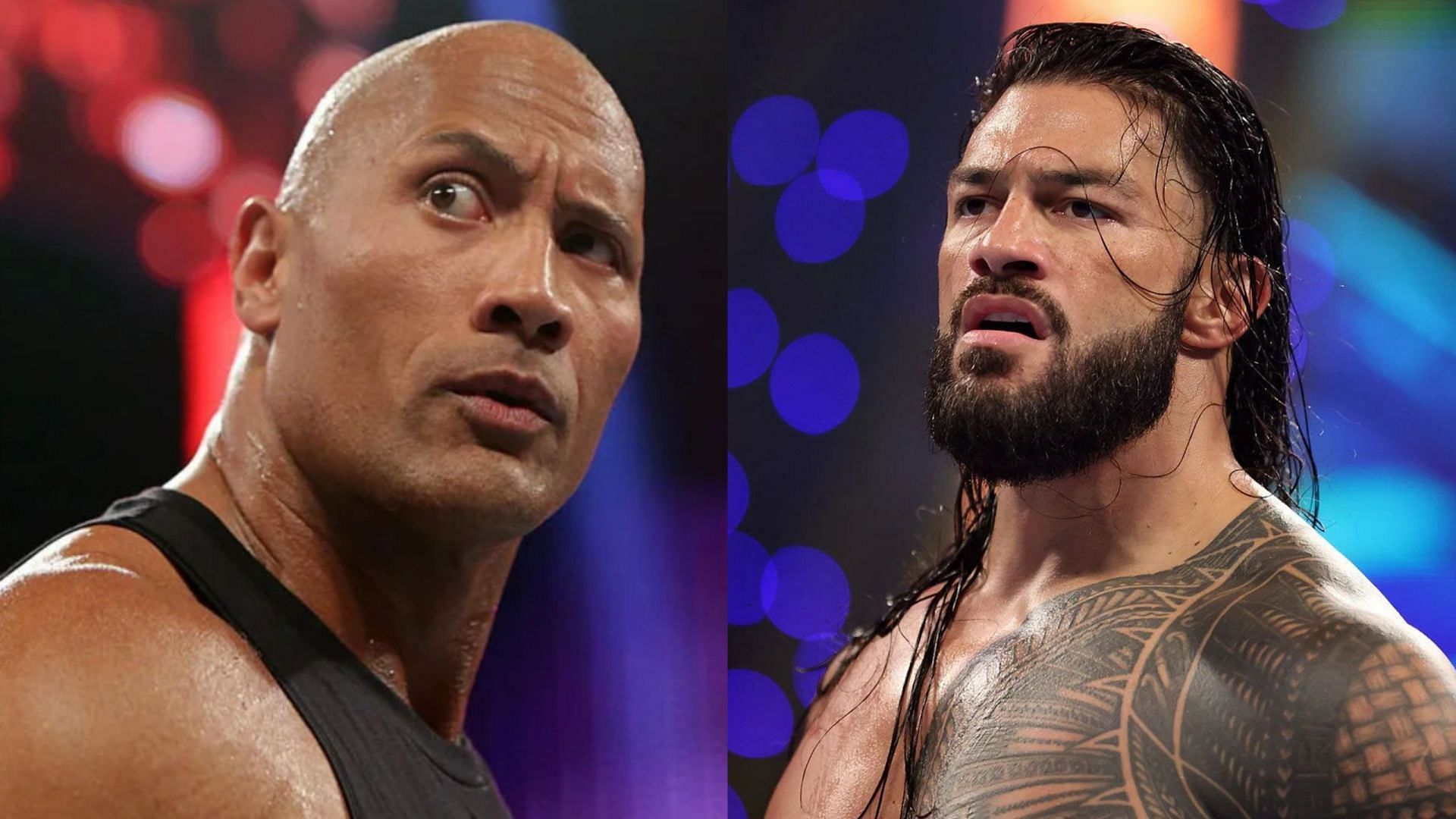 The Rock (left); Roman Reigns (right)