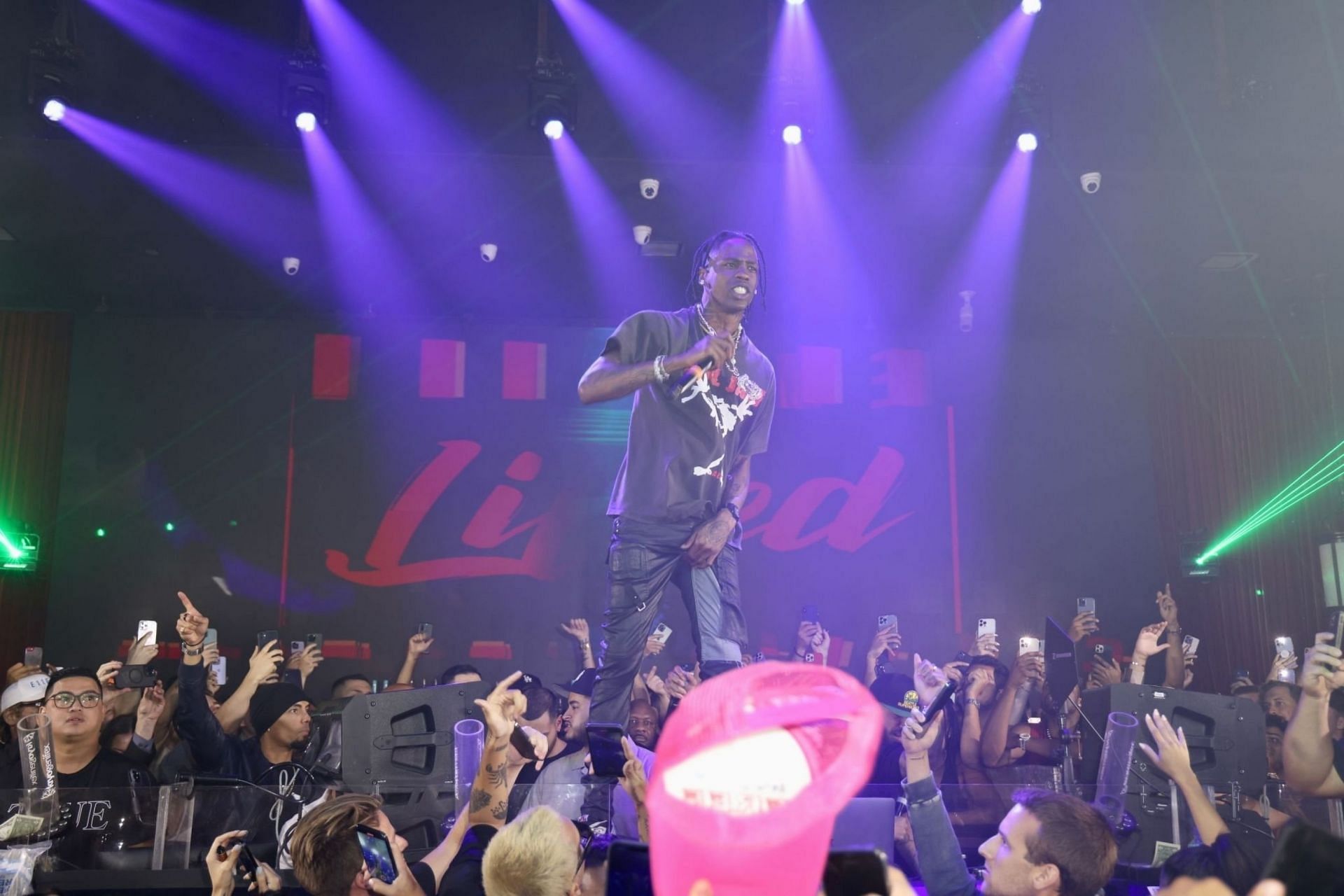Travis Scott, one of the headliners of Rolling Loud Miami, performs at E11EVEN Miami on July 03, 2022 in Miami, Florida.(Image via Getty Images)