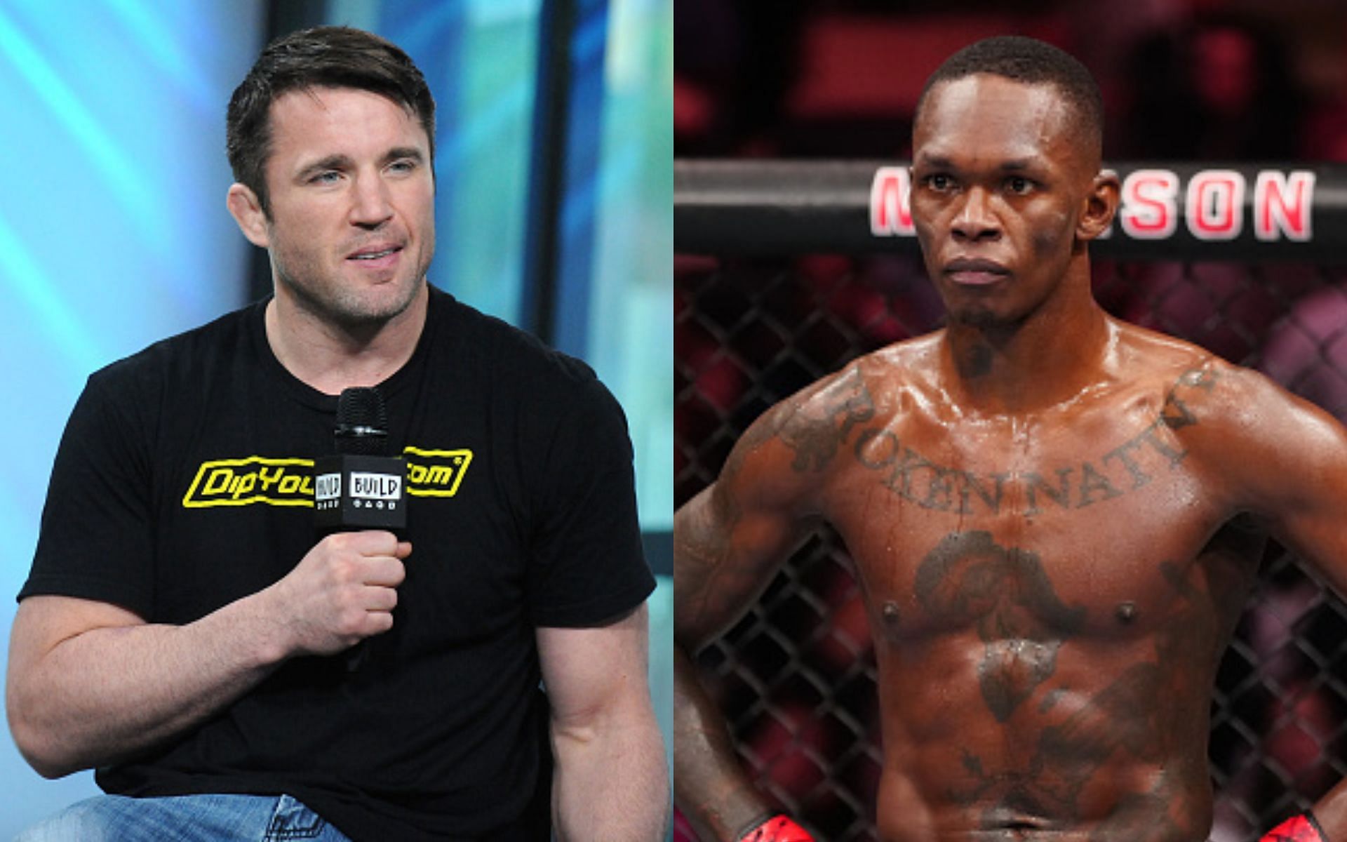 Chael Sonnen (left), Israel Adesanya (right)