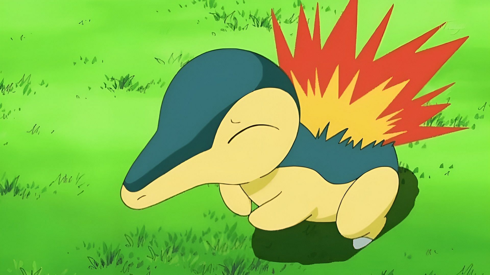 Cyndaquil as it appears in the Pokemon animated series.
