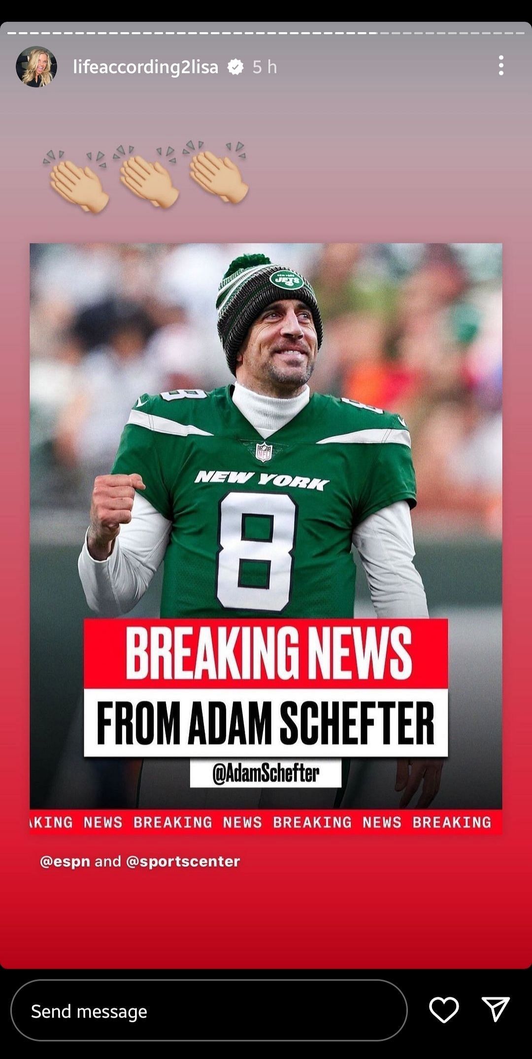 Zach Wilson&#039;s mother added three clapping emojis to Adam Schefter&#039;s announcement of Aaron Rodgers&#039; trade to New York Jets.