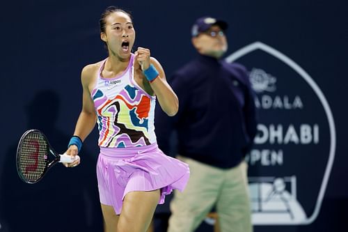 Qinwen Zheng pictured at the Mubadala Abu Dhabi Open - Day 5.