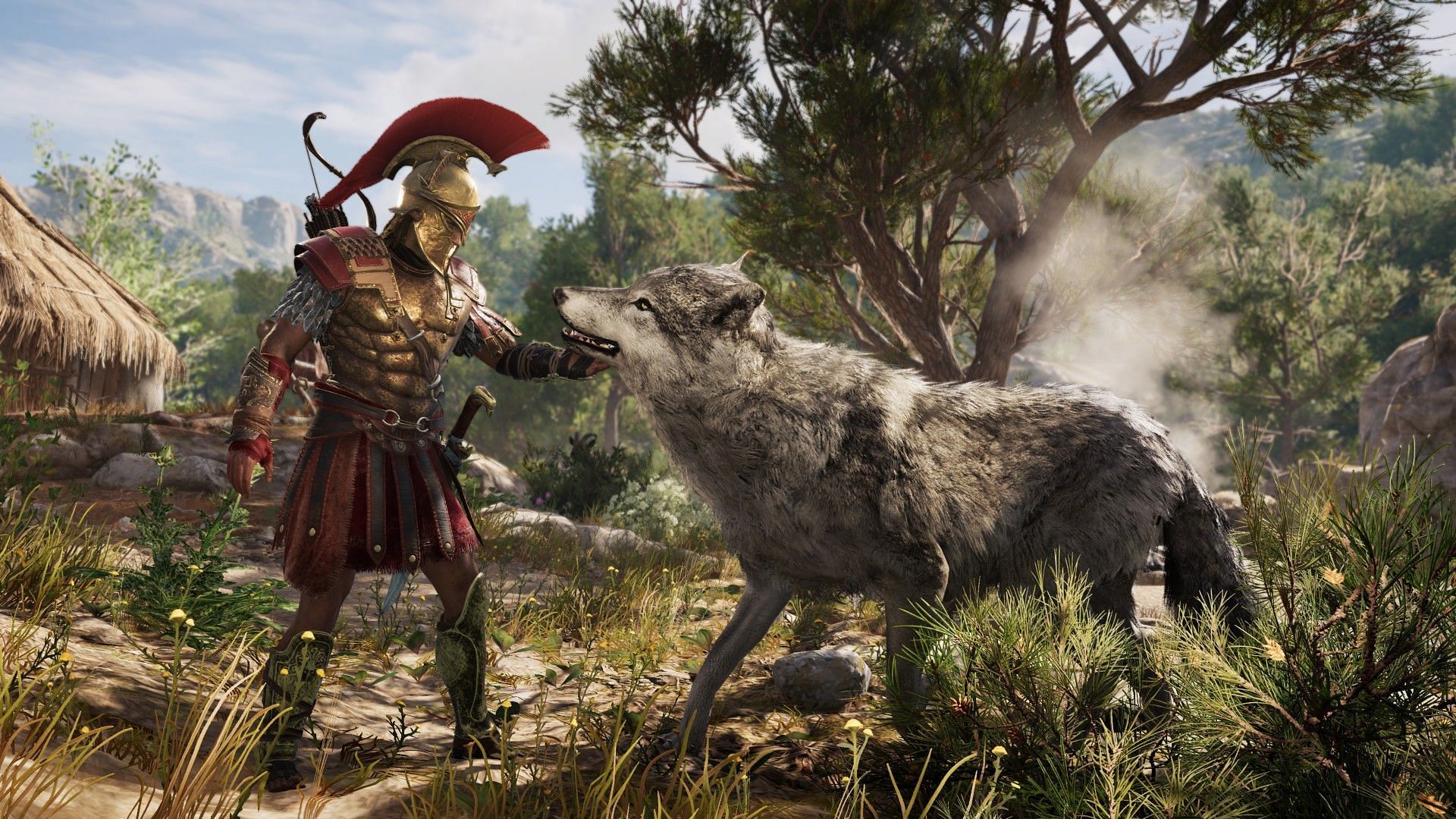 Pet wolf in Assassin&#039;s Creed Odyssey (Image via Ubisoft)