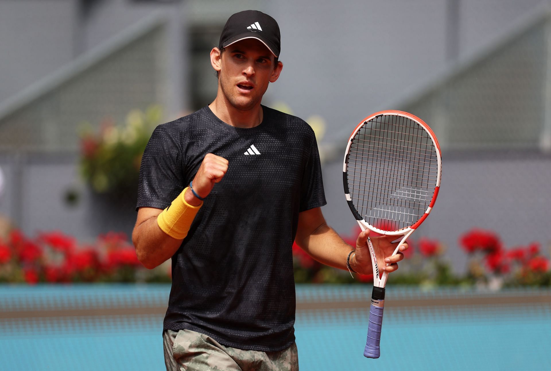 Dominic Thiem pictured at the 2023 Mutua Madrid Open - Day Four.
