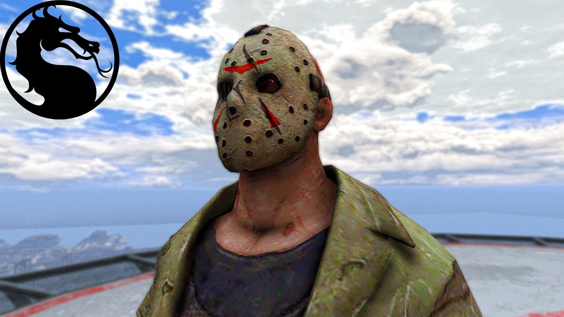 Jason Voorhees standing on top of the Maze Bank Tower (Image via gta5-mods.com)