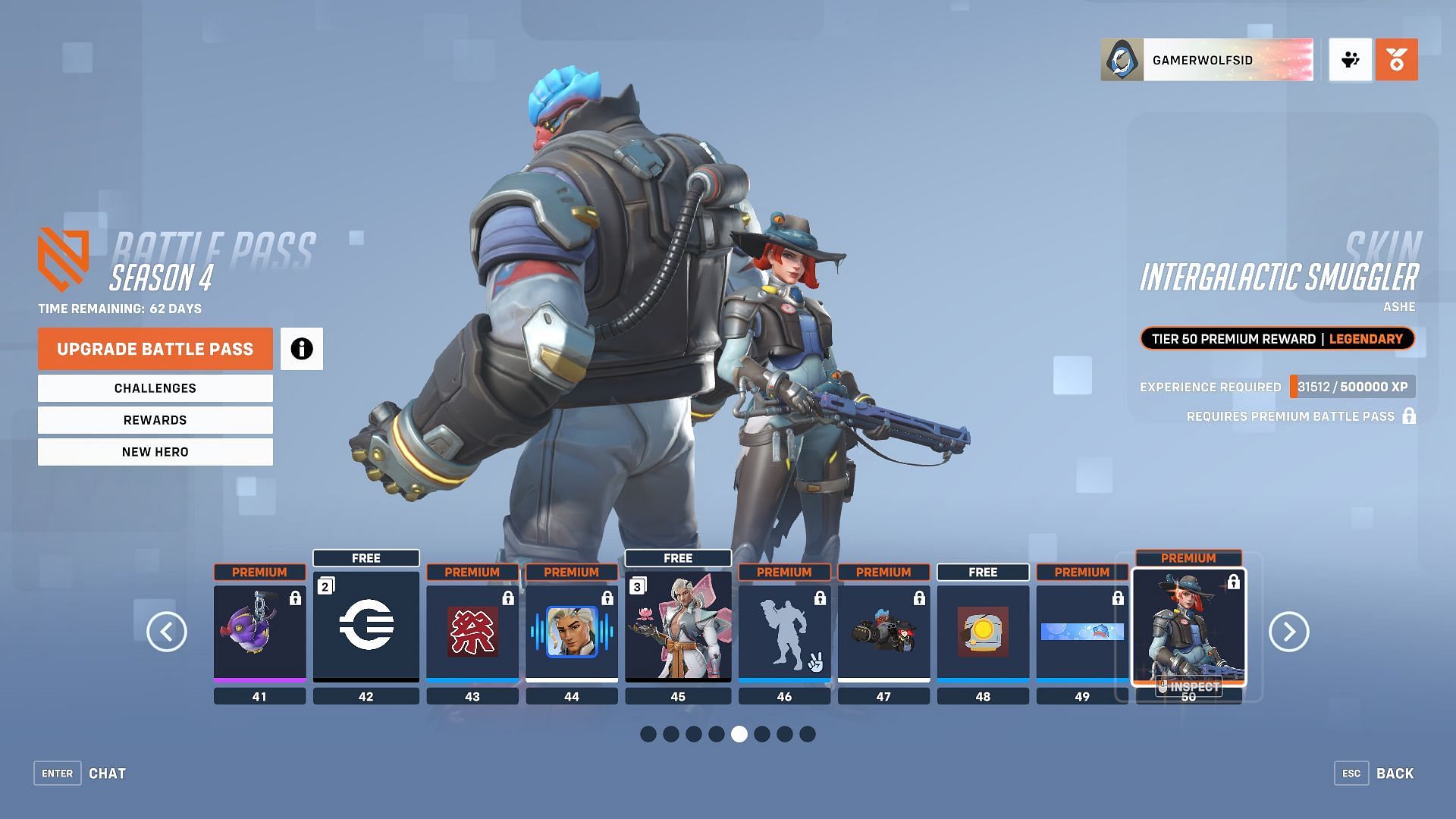 Battle Pass rewards for tiers 41-50 (Screenshot from Overwatch 2)