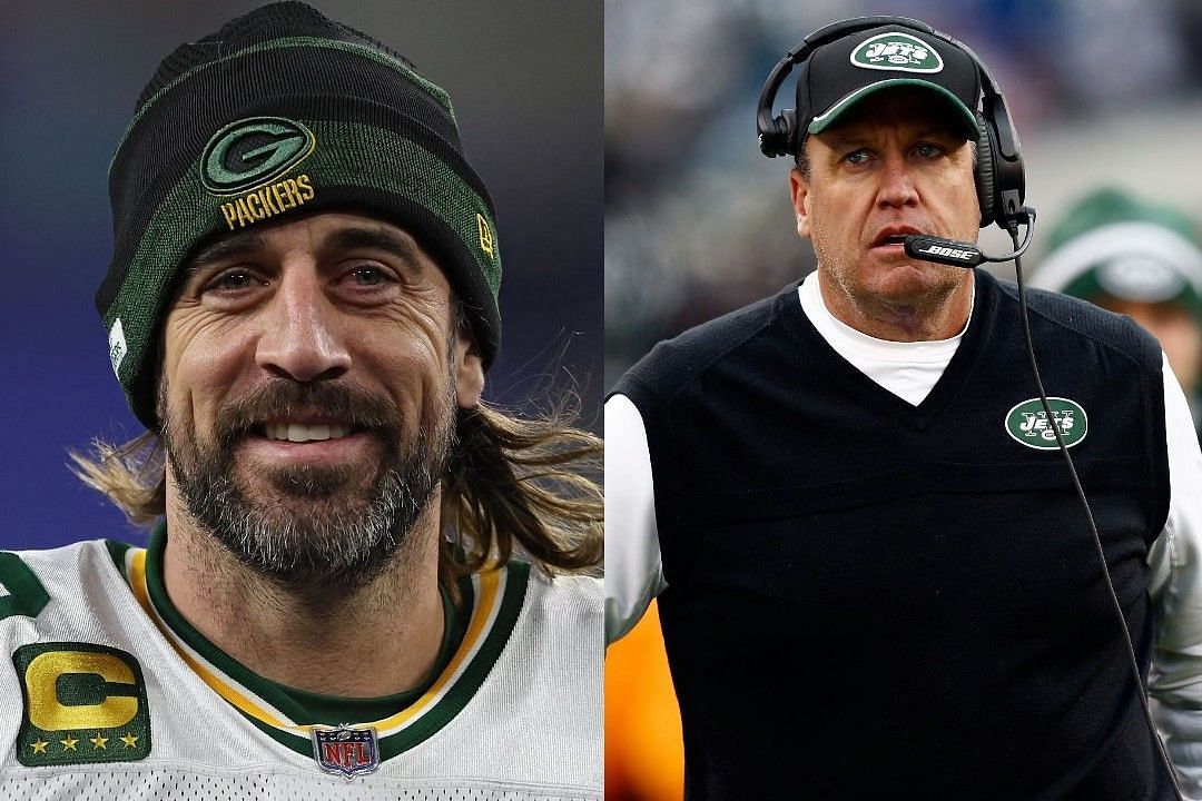 Aaron Rodgers, left, Rex Ryan, right 