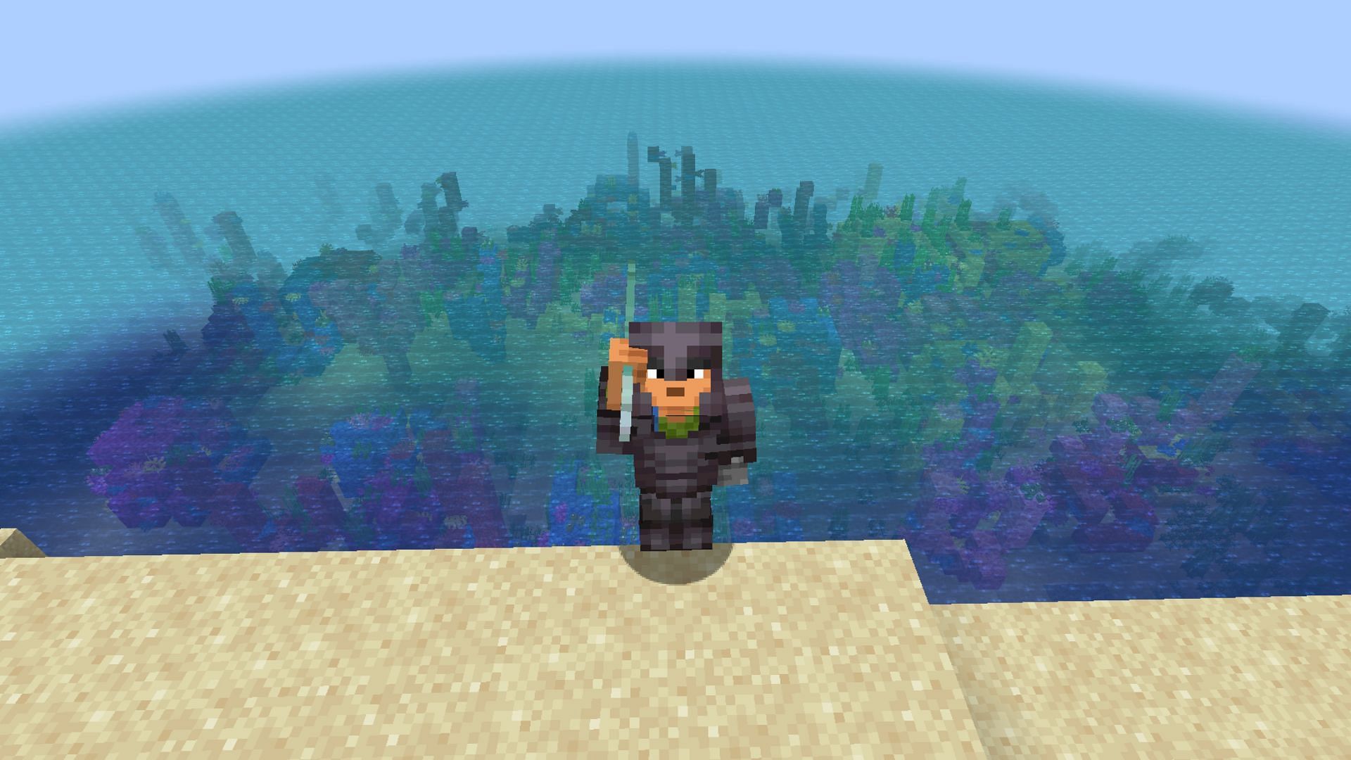 Extra damage to underwater mobs with Impaling (Image via Mojang)