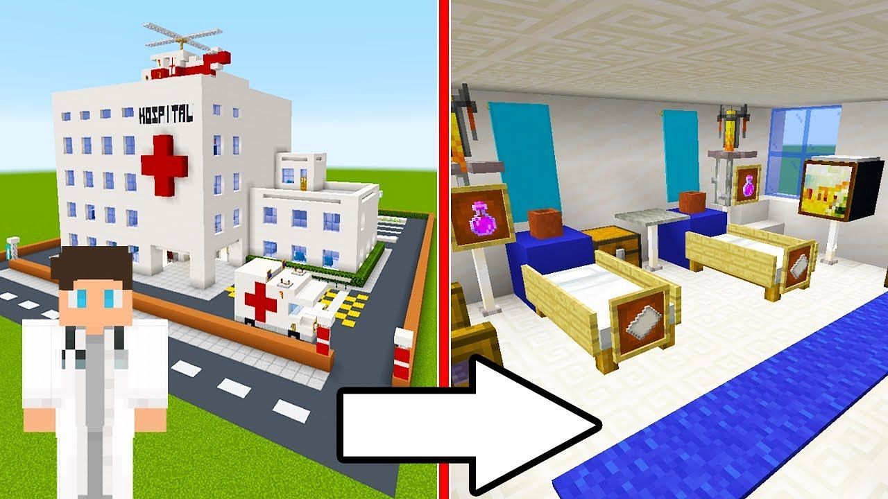 Hospitals are fun structures to create (Image via Youtube/TSMC - Minecraft)