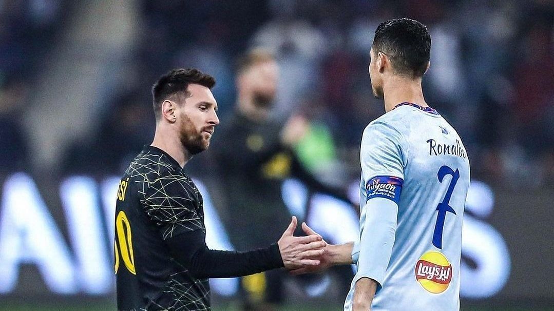 Lionel Messi (left) could join rival Cristiano Ronaldo in the Saudi Pro League..