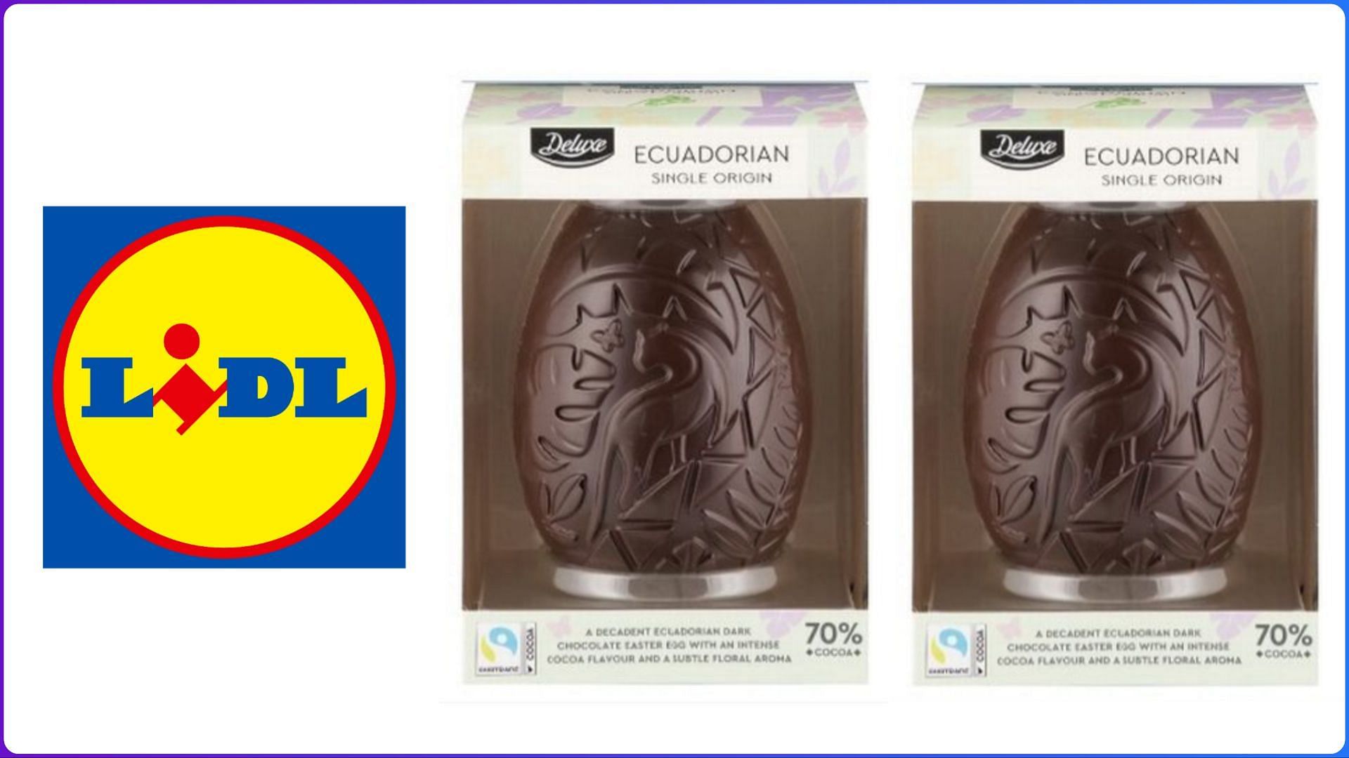 Deluxe Ecuadorian Single Origin Easter Eggs sold in the UK may contain undeclared milk allergens (Image via Lidl)