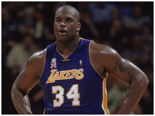 Shaquille O'Neal playing for the LA Lakers