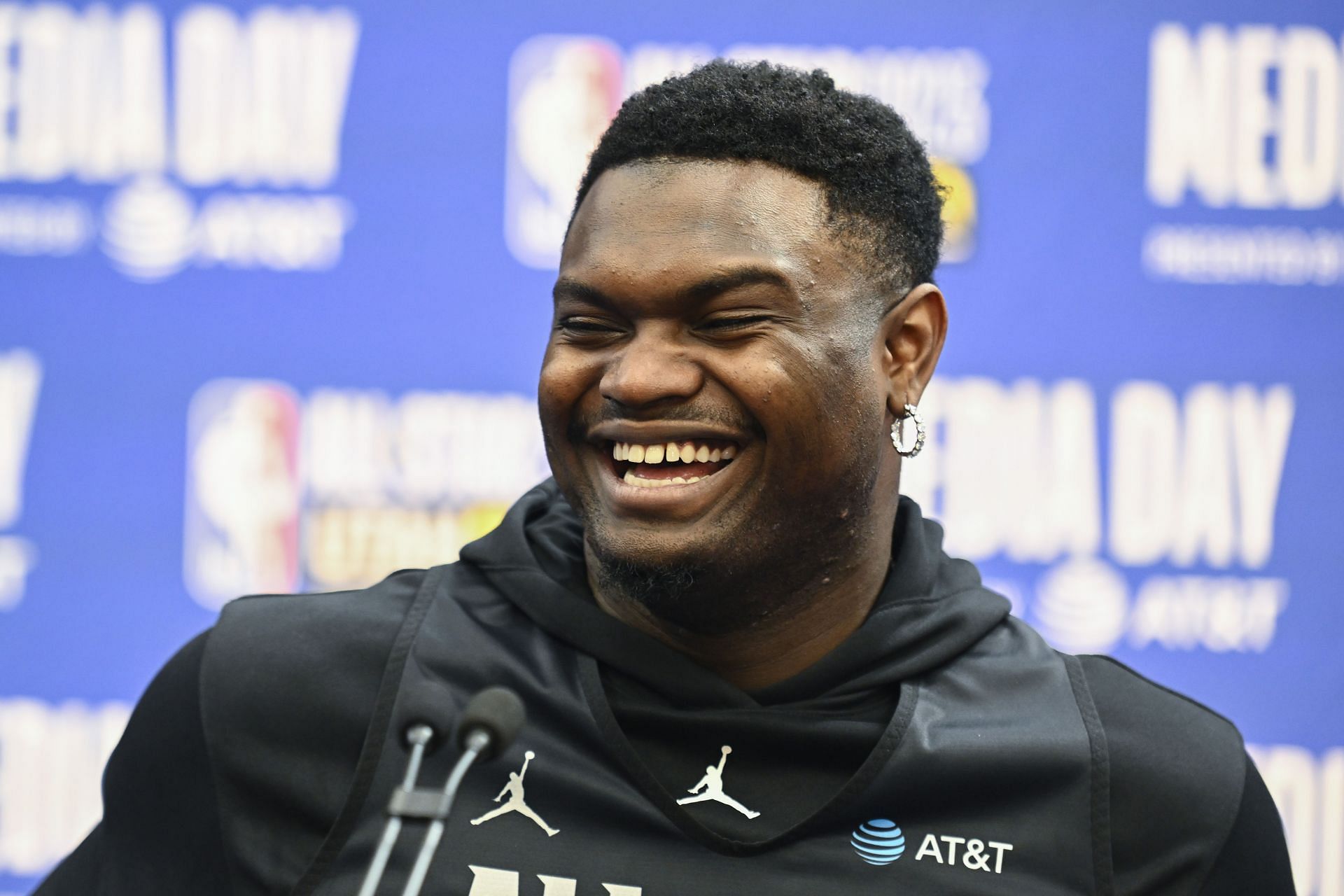 Zion Williamson at the 2023 NBA All Star - Practice & Media Availability
