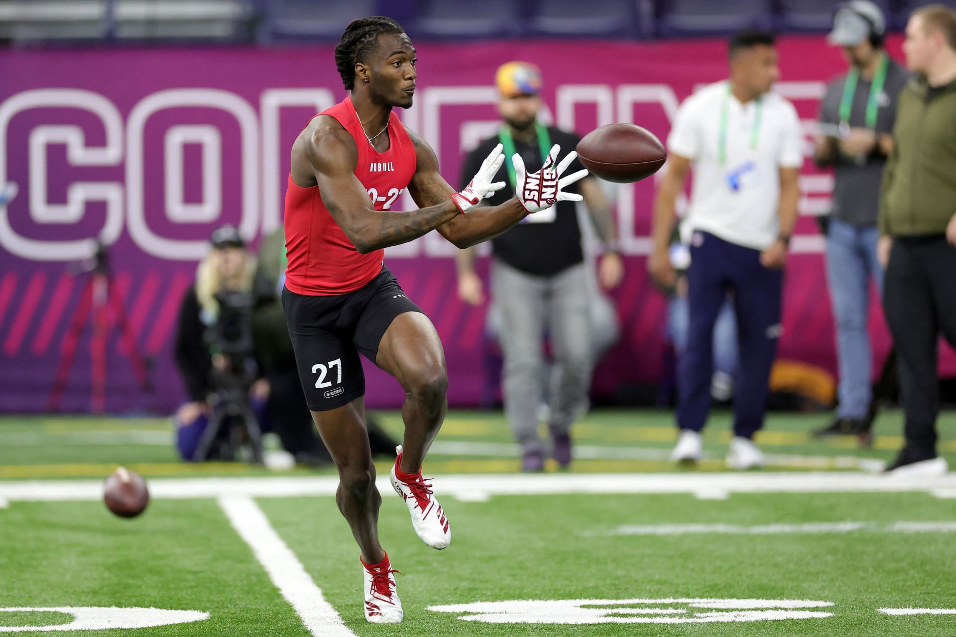 Michael Jefferson catches pass at 2023 NFL Combine