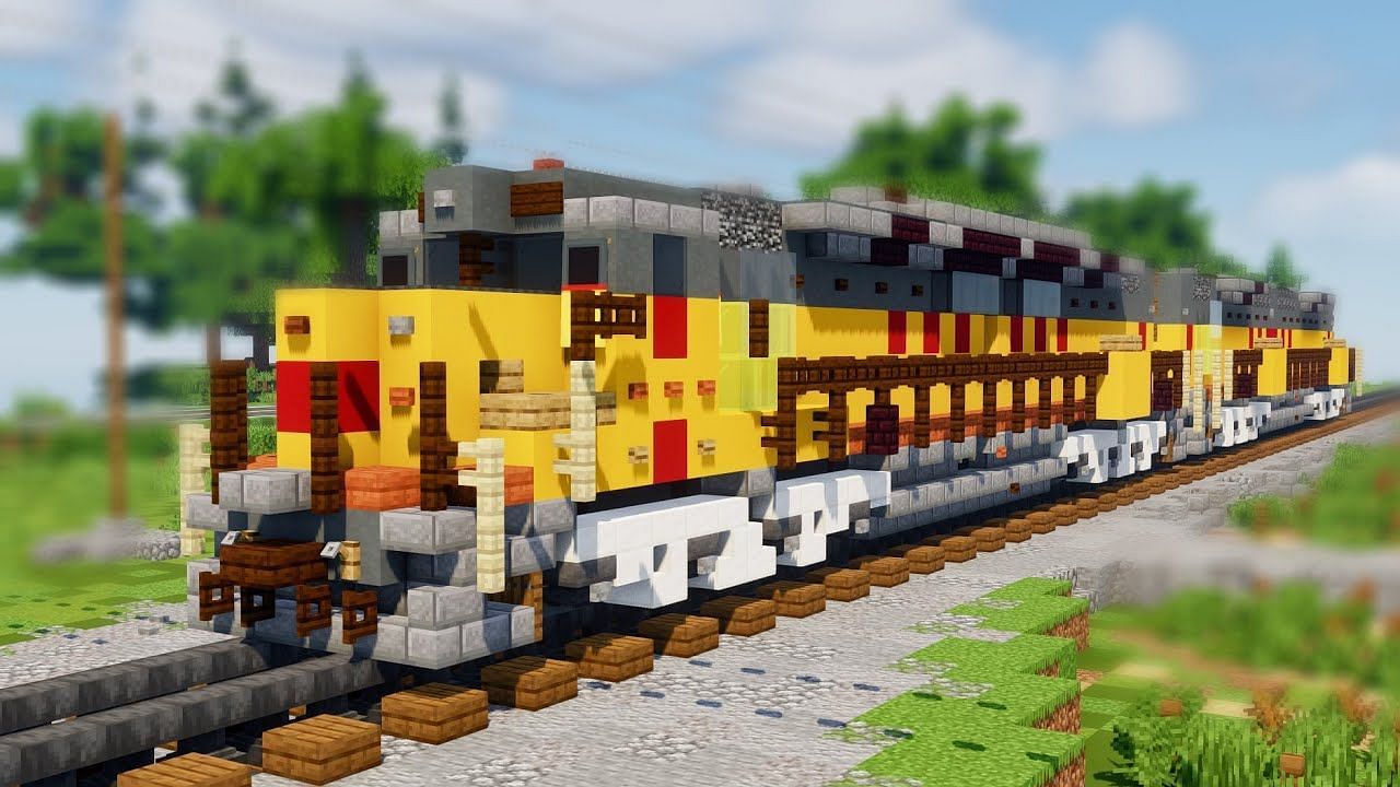 Trains make for some cool builds in Minecraft (Image via Youtube/CraftyFoxe)
