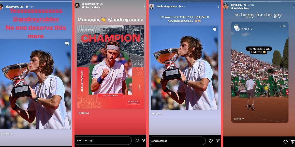 Alexander Zverev, Novak Djokovic, Denis Shapovalov and Daria Saville on Instagram