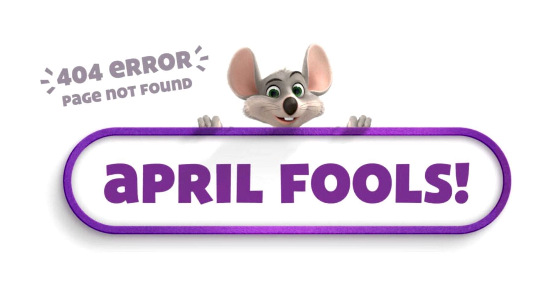 April Fools prank by Chuck E Cheese (Image via snip from chuckecheese.com)