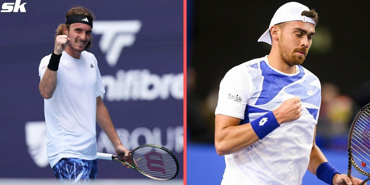 Tsitsipas (left) opens his Monte-Carlo title defence on Tuesday.