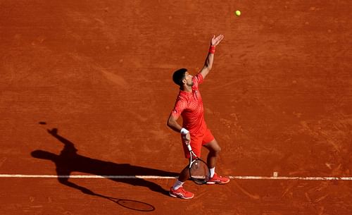 Novak Djokovic in action at the Monte-Carlo Masters