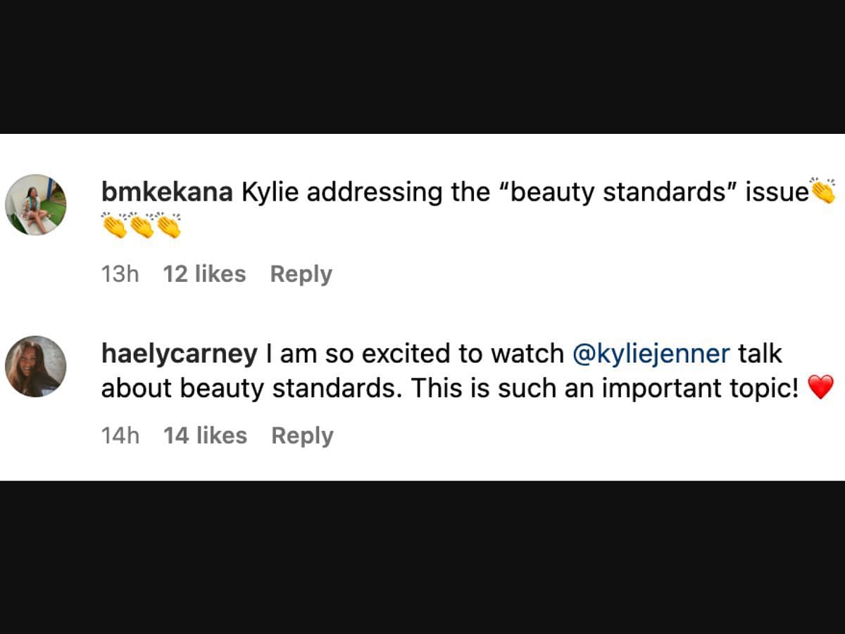 Fans react to Kylie Jenner&#039;s beauty standard conversation (Image via kardashianshulu/Instagram)