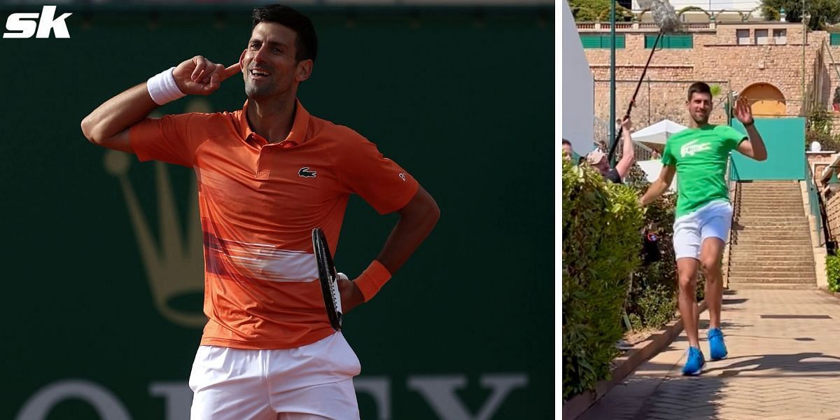 Novak Djokovic warms up for Monte-Carlo Masters