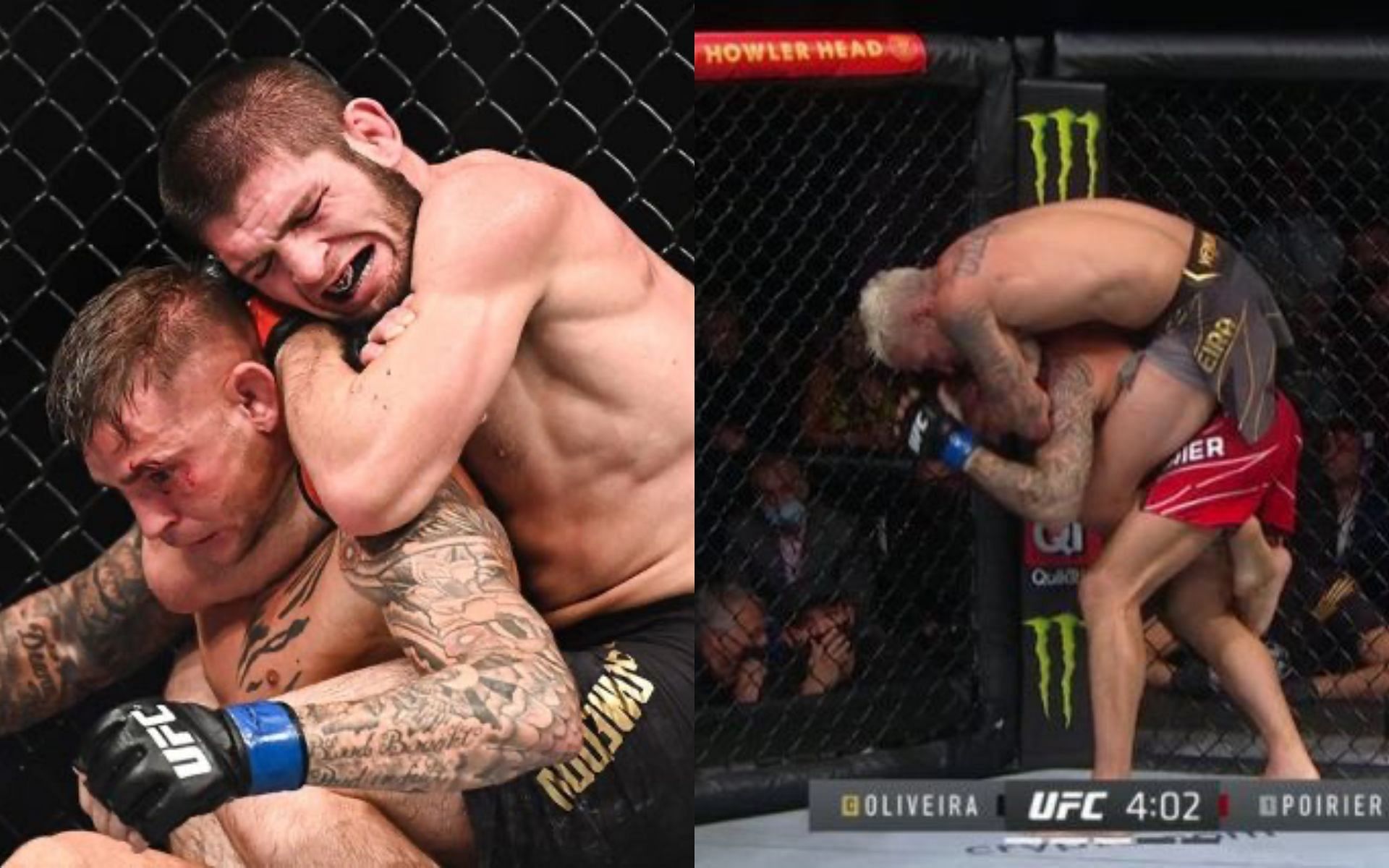 Dustin Poirier vs. Khabib Nurmagomedov and Dustin Poirier vs. Charles Oliveira [Image credits: @PrecisionMMA on Twitter] 