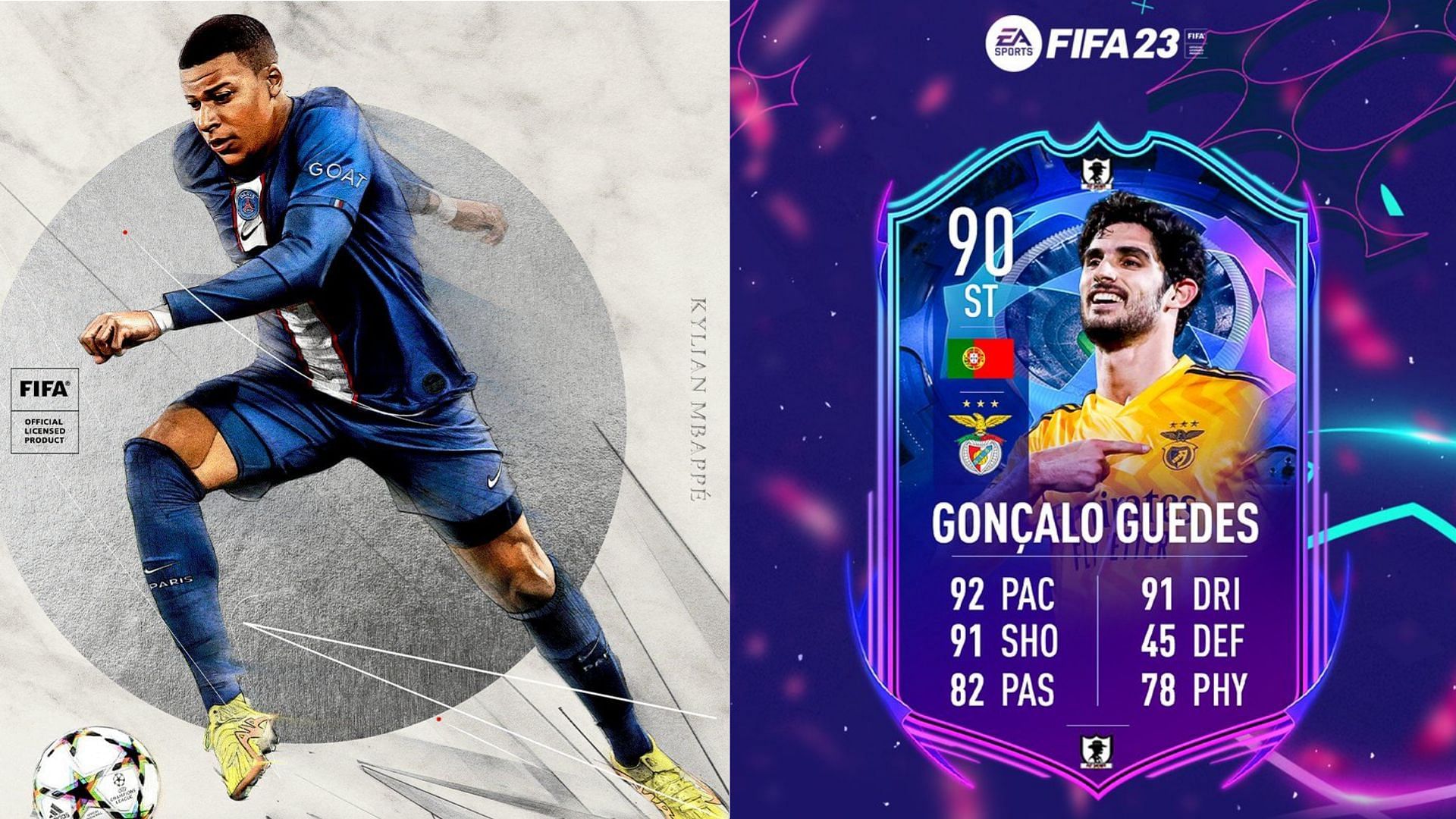 The Goncalo Guedes RTTF SBC could become a surprise hit in FIFA 23 (Images via EA Sports, Twitter/FUT Sheriff)