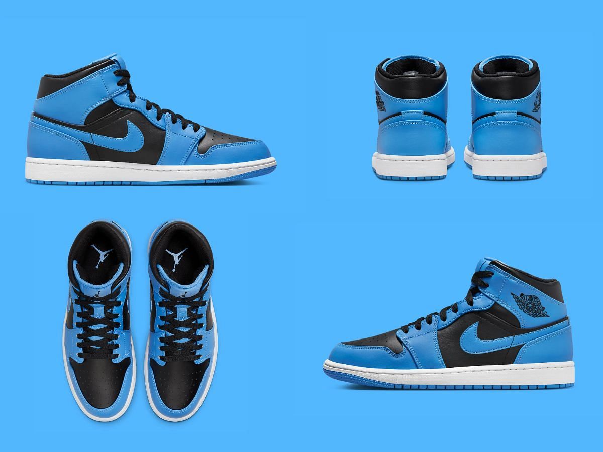 Upcoming Nike Air Jordan 1 Mid &quot;Black / University Blue&quot; sneakers (Image via Sportskeeda)