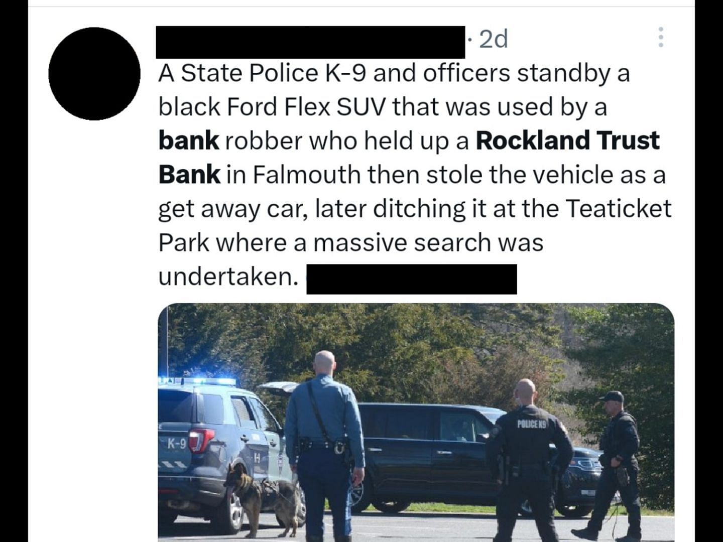 State Police Unit found the stolen car (Image via Twitter)