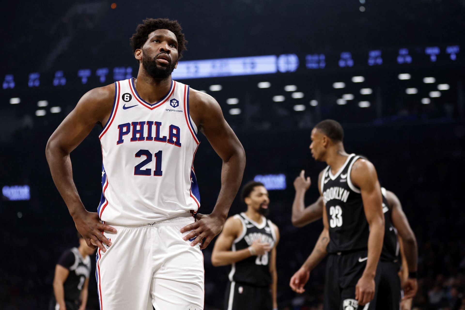 Joel Embiid&#039;s injury status hasn&#039;t been confirmed yet (Image via Getty Images)