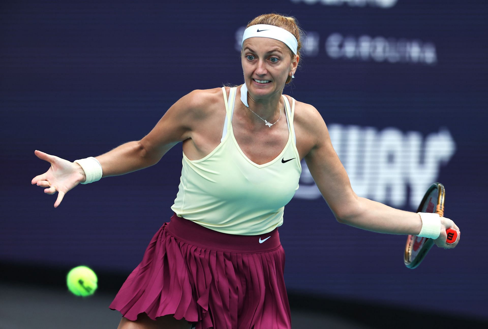 Petra Kvitova during her Miami Open semifinal against Sorana Cirstea