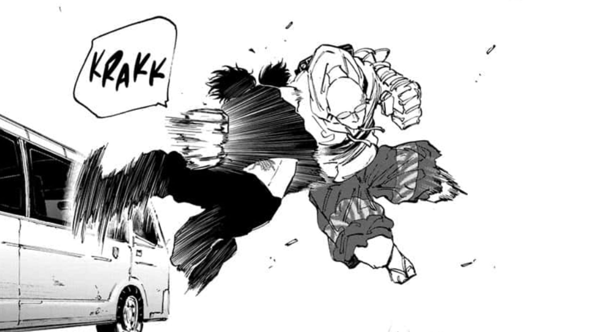 Higuchi attacks Nagumo as seen in the manga (Image via Yuto Suzuki/Shueisha, Sakamoto Days)