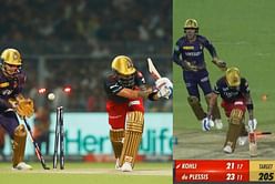[WATCH] KKR spinner Sunil Narine cleans up Virat Kohli with a wonderful off-break delivery during RCB's chase of 205