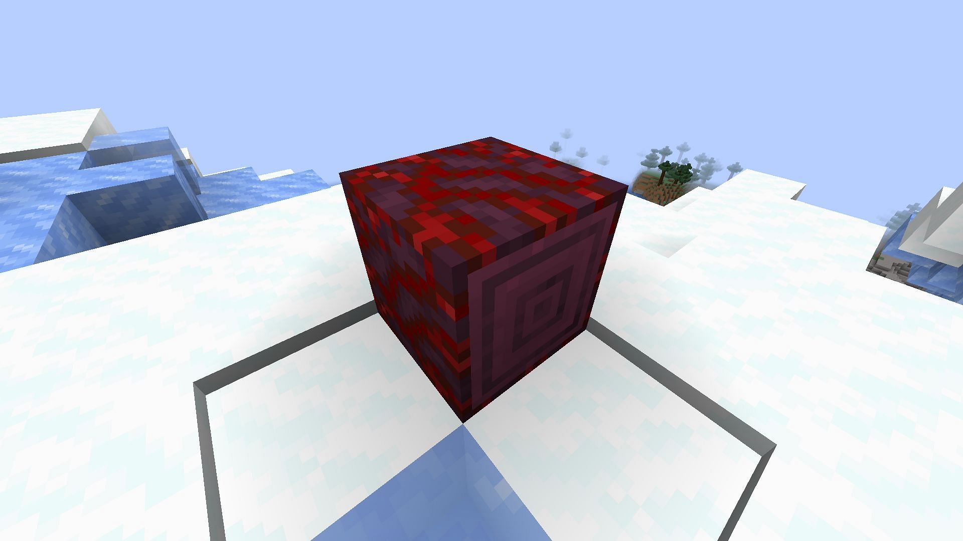 The veins in the crimson stem have an animated texture that looks like flowing red liquid in Minecraft (Image via Mojang)