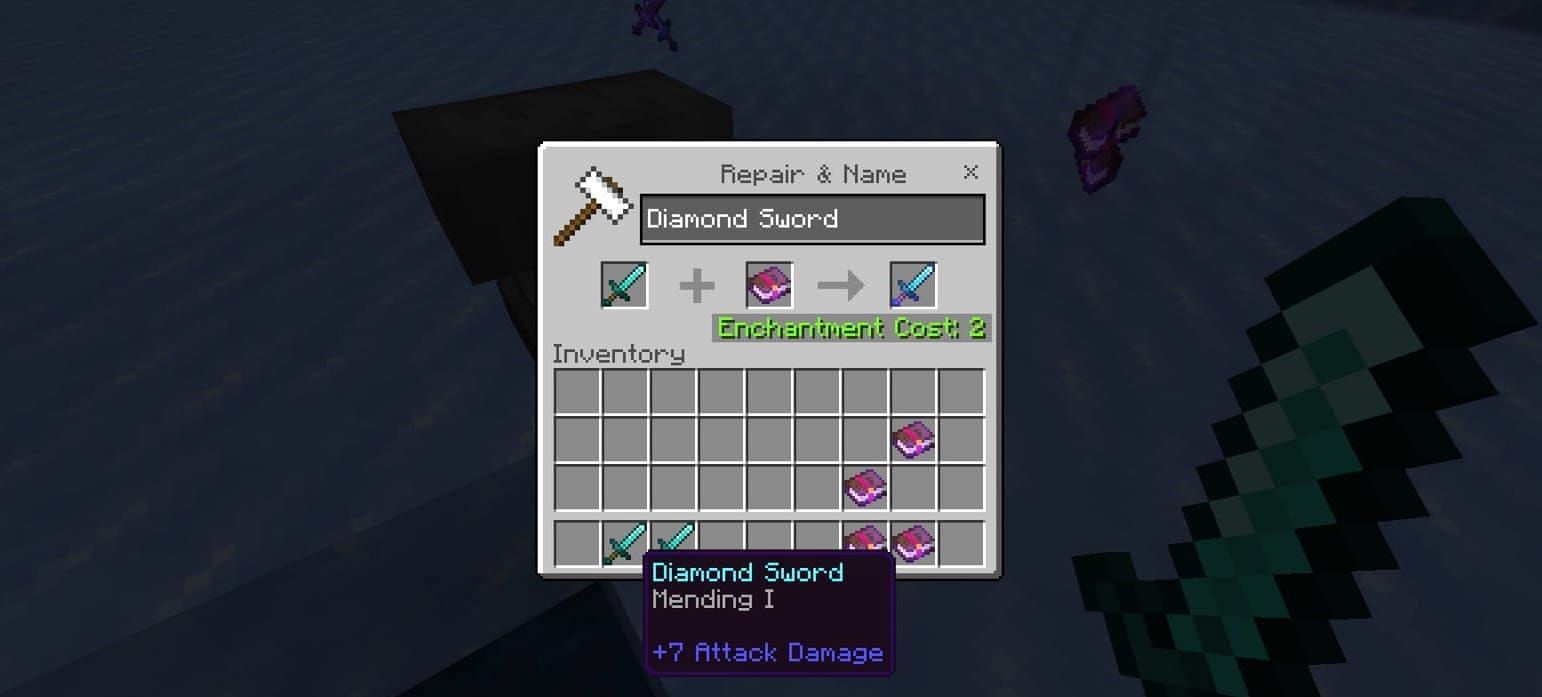 Mending Enchantment could be pivotal in Minecraft (Image via Mojang)