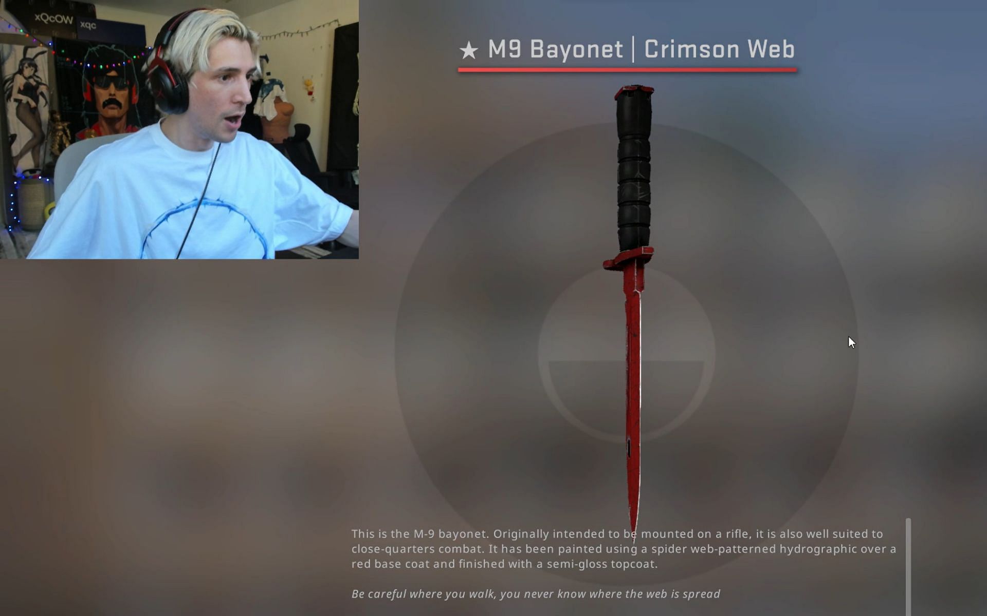 xQc managed to get a very rare M9 Bayonet live on the stream (Image via xQc/Twitch)