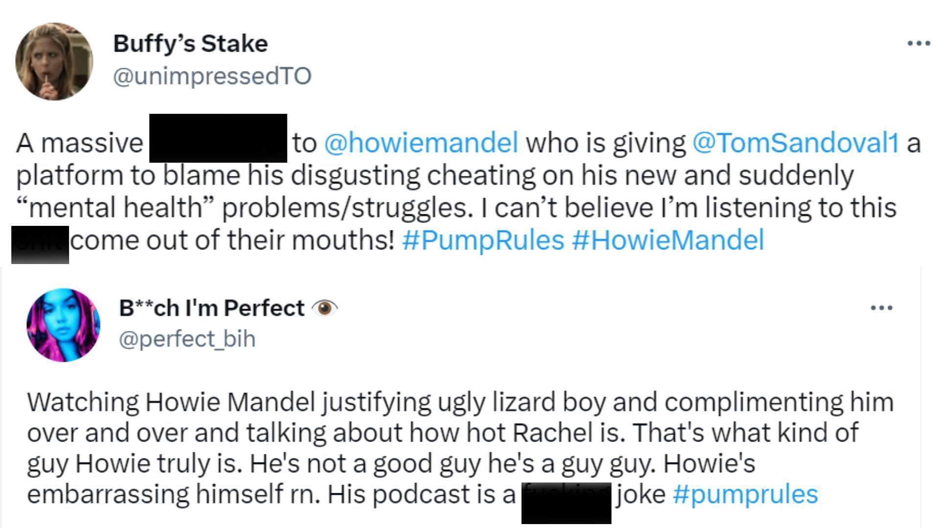 Fans slam Howie Mandel for defending Tom Sandoval (Image via Twitter)