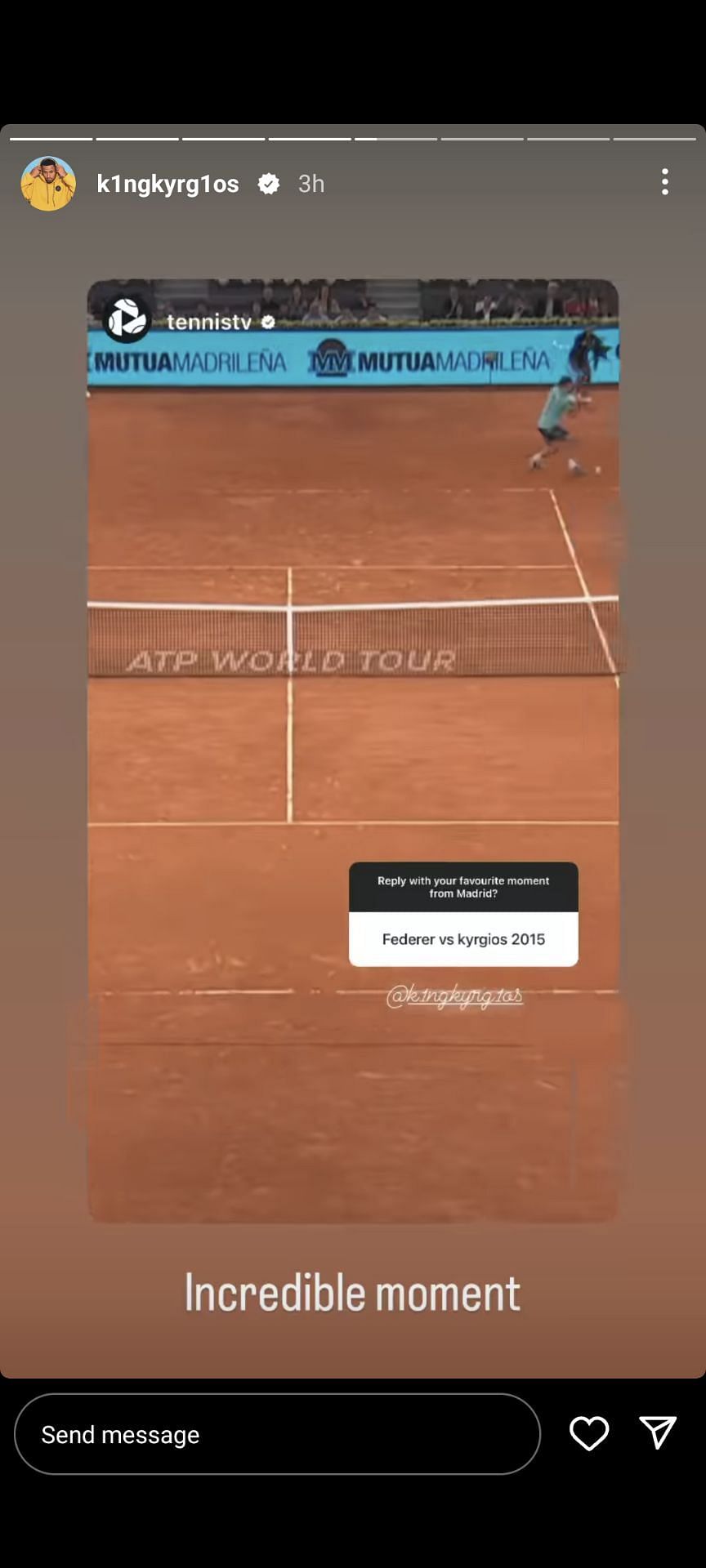 Nick Kyrgios&#039; Instagram story