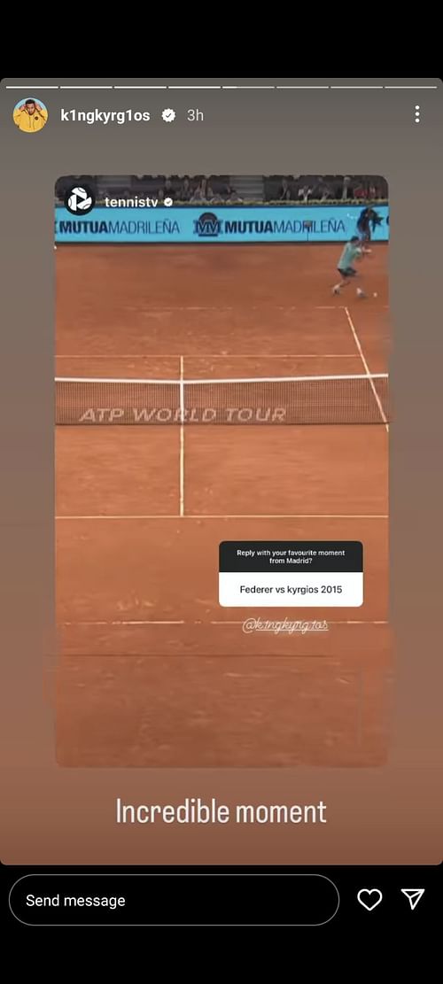 Nick Kyrgios' Instagram story