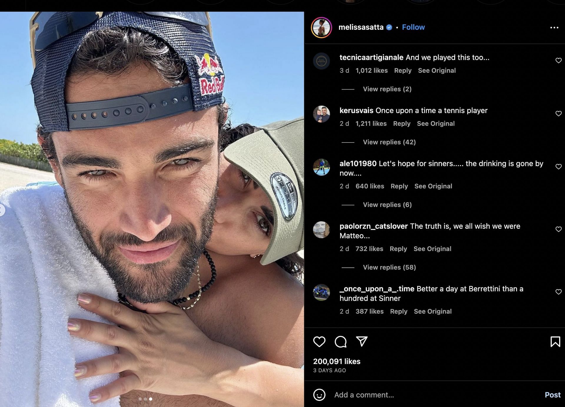 Instagram comments under Melissa Satta&#039;s post